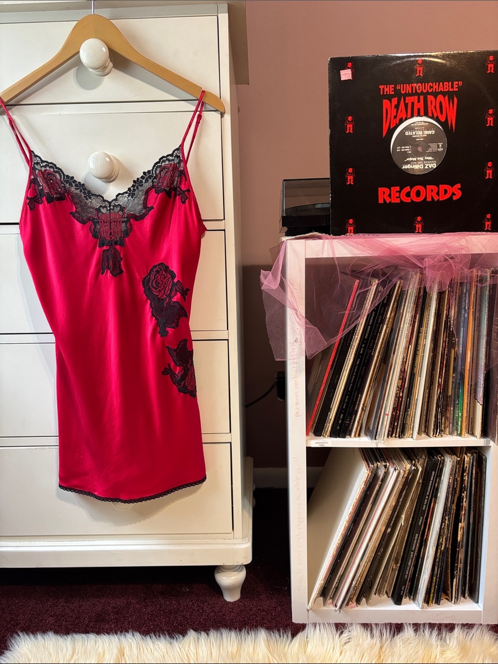Vintage Y2K Silk Victorias Secret Red Lace Mini Slip Dress Black Baddie S Sexy